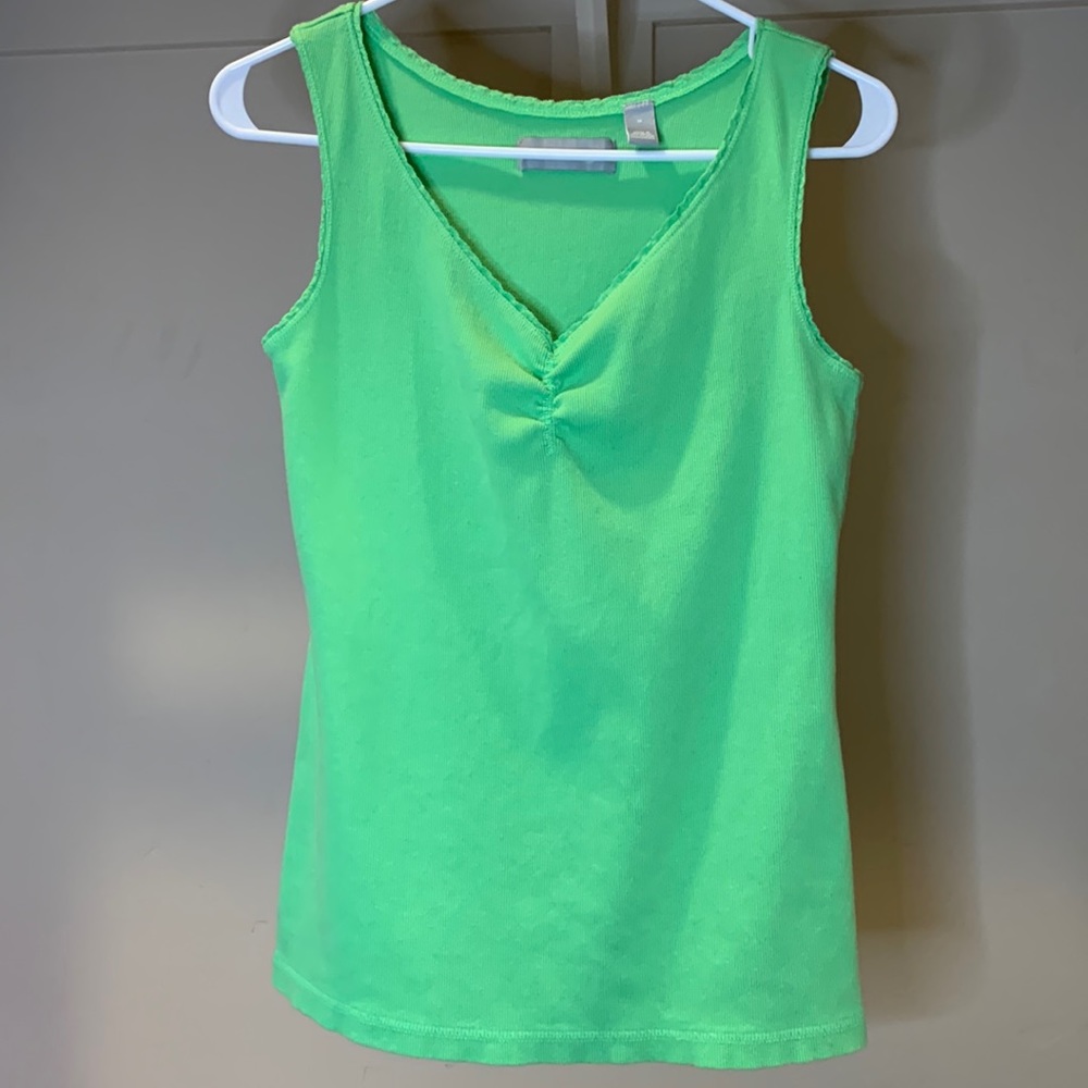 Liz Claiborne Ribbed Tank Top with Lace Trim